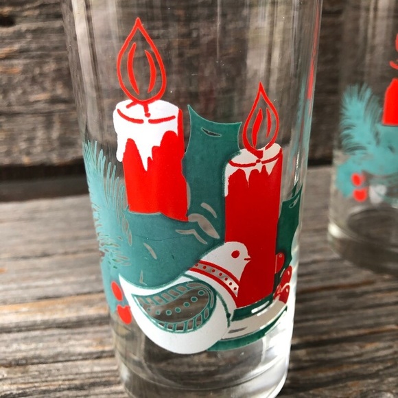 Set of two MCM Christmas drinking glasses mid century modern tumbler water glass - Picture 6 of 11